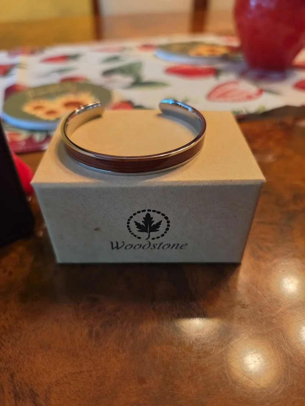 💜 NWOT Coach Plum Purple Card Holder + Woodstone Bracelet Bundle
